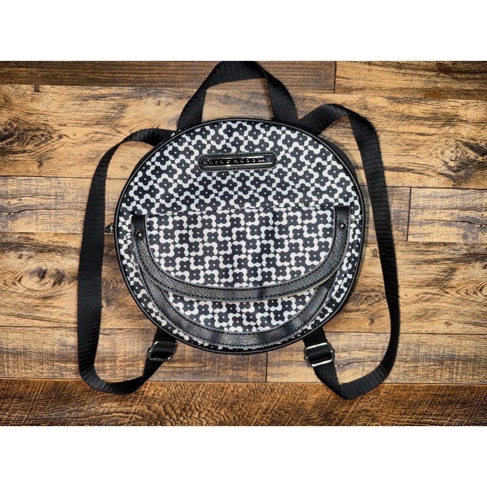 Lily Bloom Rebecca Convertible Round Backpack Black White‎ Green